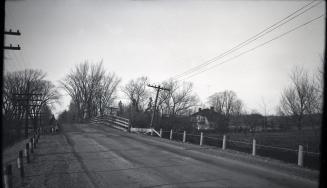 Don Mills Road., bridge over C.N.R. tracks between The Donway & Chipping Road., looking n