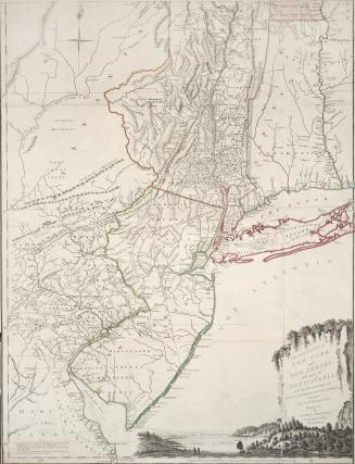The provinces of New York, and New Jersey, with part of Pensilvania, and the governments of Trois Rivieres, and Montreal. Drawn by Capt. Holland. Eng(...)