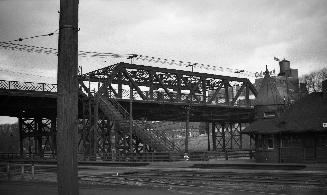 Queen Street East, Church St. To Davies Avenue, bridge over Don River, looking northeast, showing Don Station, at right