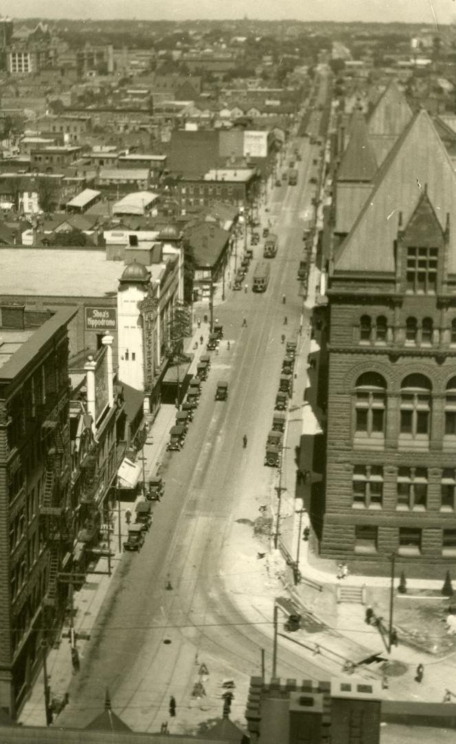 Bay St., looking north from Queen Street West