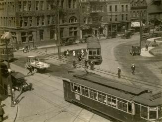 Bay St., looking northwest from Queen Street West