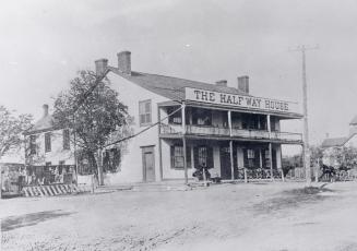 Historic photo from 1912 - Half Way House Inn, Kingston Rd., n.w. cor. Midland Ave. with horse drawn carriage in Cliffside