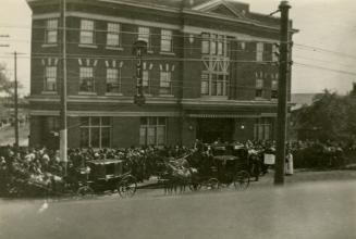 Empringham, George, Funeral Procession, in front of Empringham Hotel, Danforth Avenue, southwest corner Dawes Road