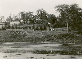 Historic photo from 1900 - John Ellis house looking e. from w. side Catfish Pond in Swansea