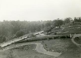 Rennie, William, house, Ellis Avenue, east side, around Grenadier Heights, looking northwest, showing Rennie's trial gardens
