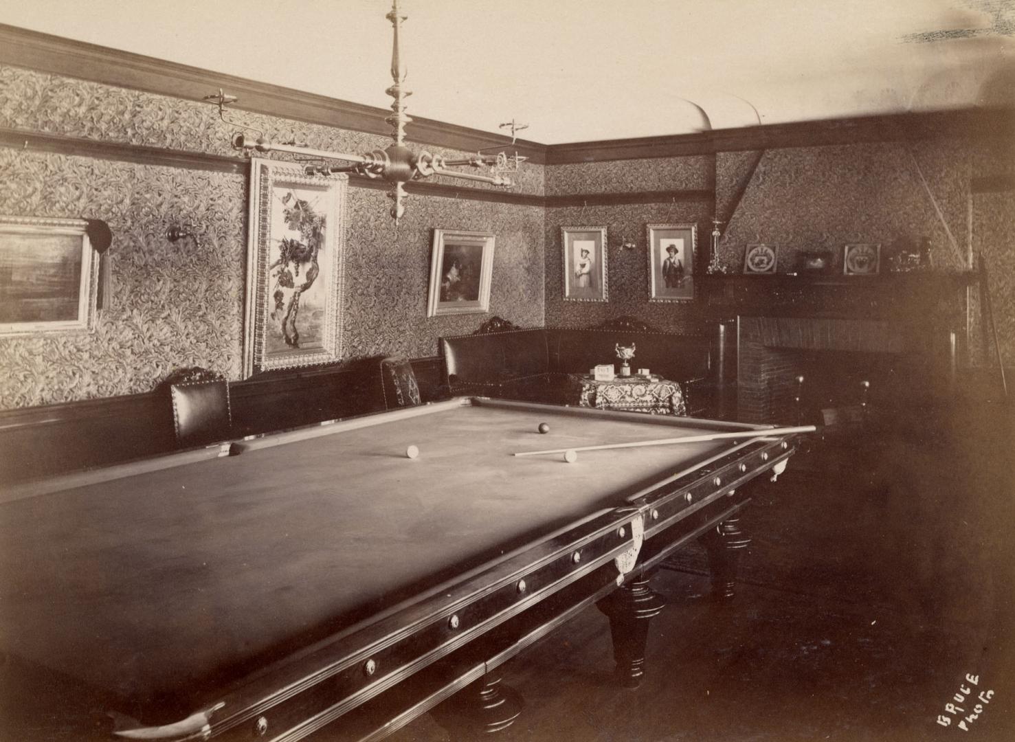 Image shows an interior of the billiard room.