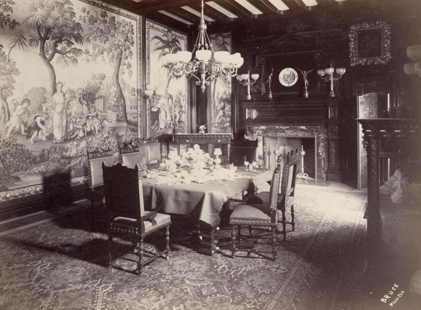 Image shows an interior of the dining room.