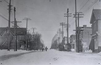Yonge Street looking north from south of Eglinton Avenue, Toronto, Ontario. Image shows a winte ...