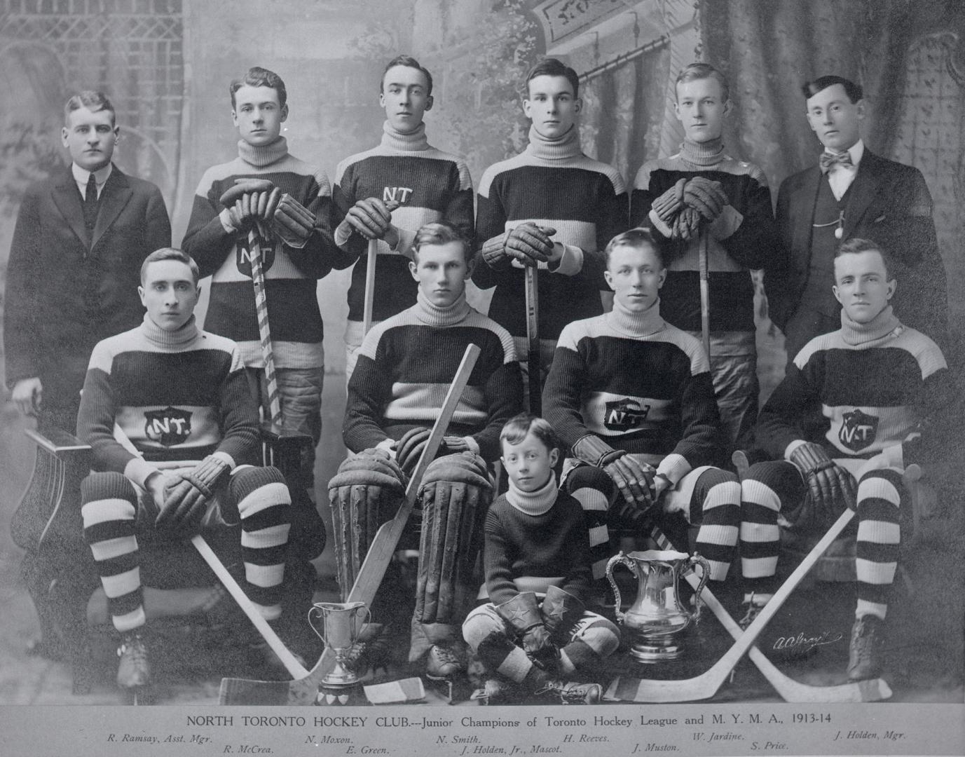 North Toronto Athletic Club, Toronto, Ontario. Image shows a hockey team posing for a photo ind ...