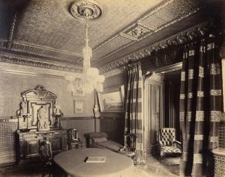 Historic photo from 1888 - Wonderful ceiling and woodwork in the dining room of Culloden House in Cabbagetown South