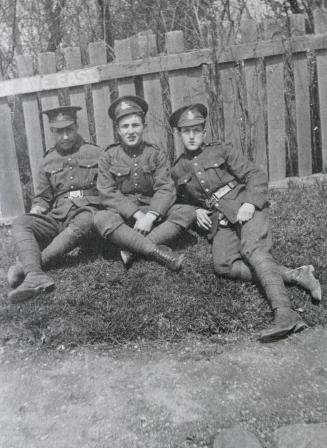 Soldiers of the 12th York Rangers near Lawrence Avenue E., north east corner Yonge St., Toronto ...