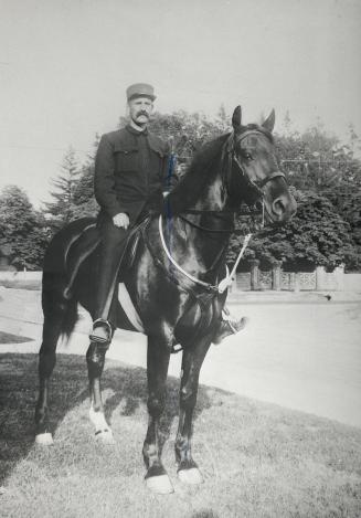 Image shows Mcintosh, John James, as chief of police, Town of North Toronto, mounted on a horse ...