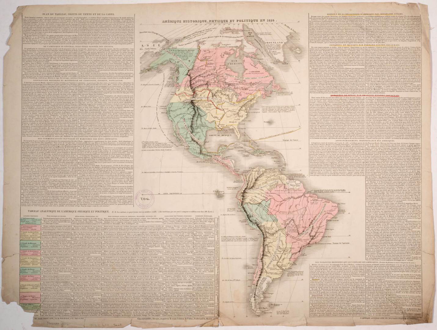 Amerique Historique, Physique et Politique en 1825