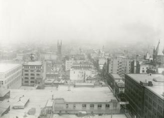Looking east along Queen St. from tower of City Hall (1899-1965)