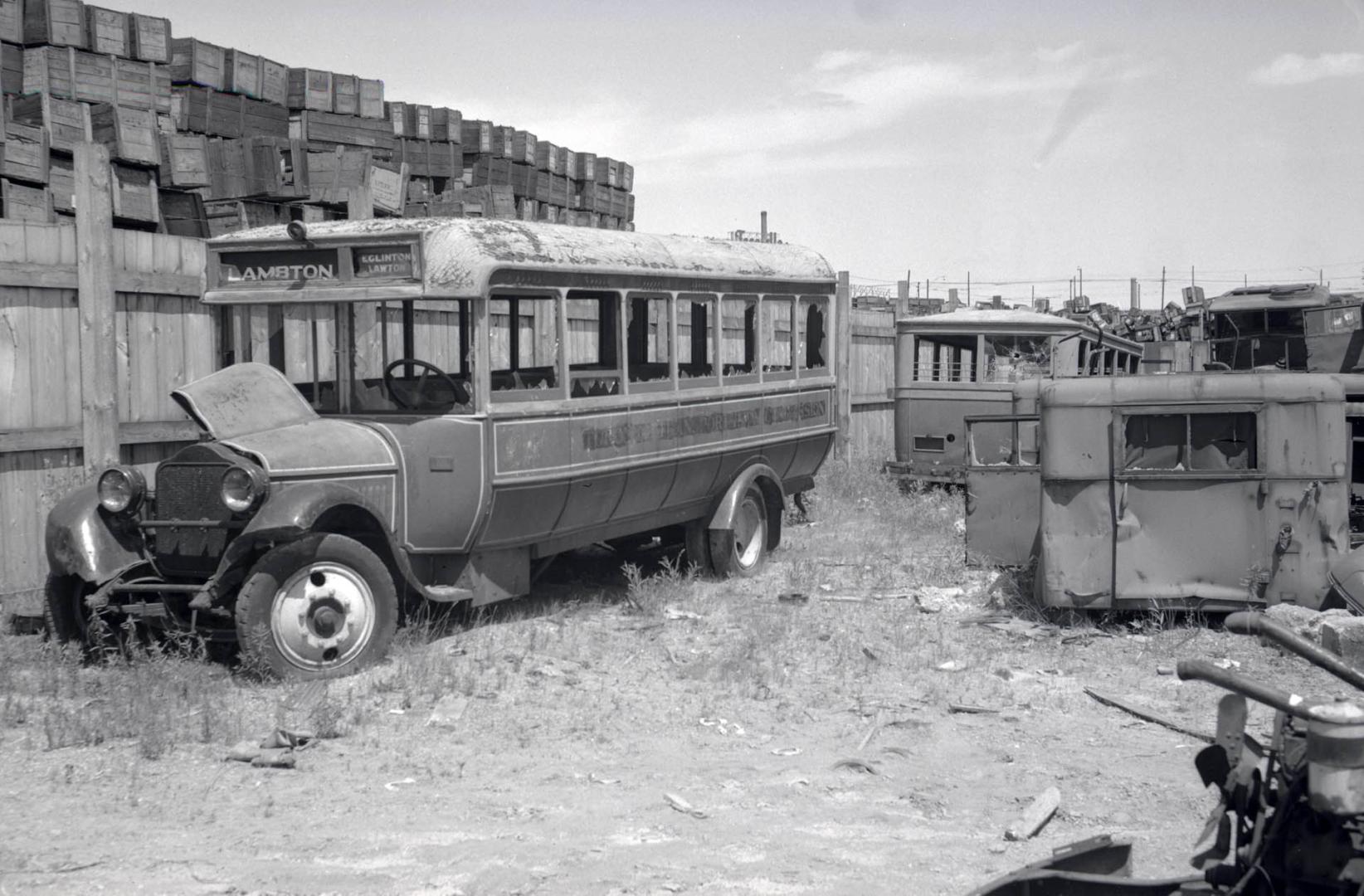 T. T. C., bus #17, at Levy Auto Parts Co., Weston Road., west side, between Buttonwood & Edmund Aves., Toronto, Ontario