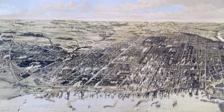 Toronto, Ontario, 1886, Bird's-eye view, looking north from harbour to Bloor St