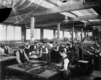 Copeland-Chatterson Company, loose-leaf systems factory, Interior, composing room