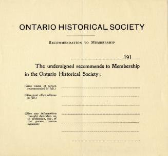 Recommendation to membership Ontario Historical Society