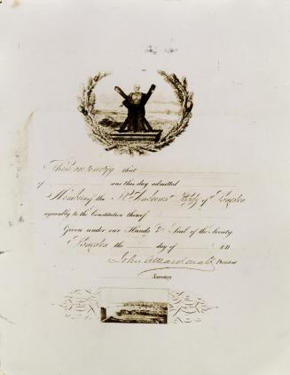 St. Andrew's Society Certificate, circa 1843