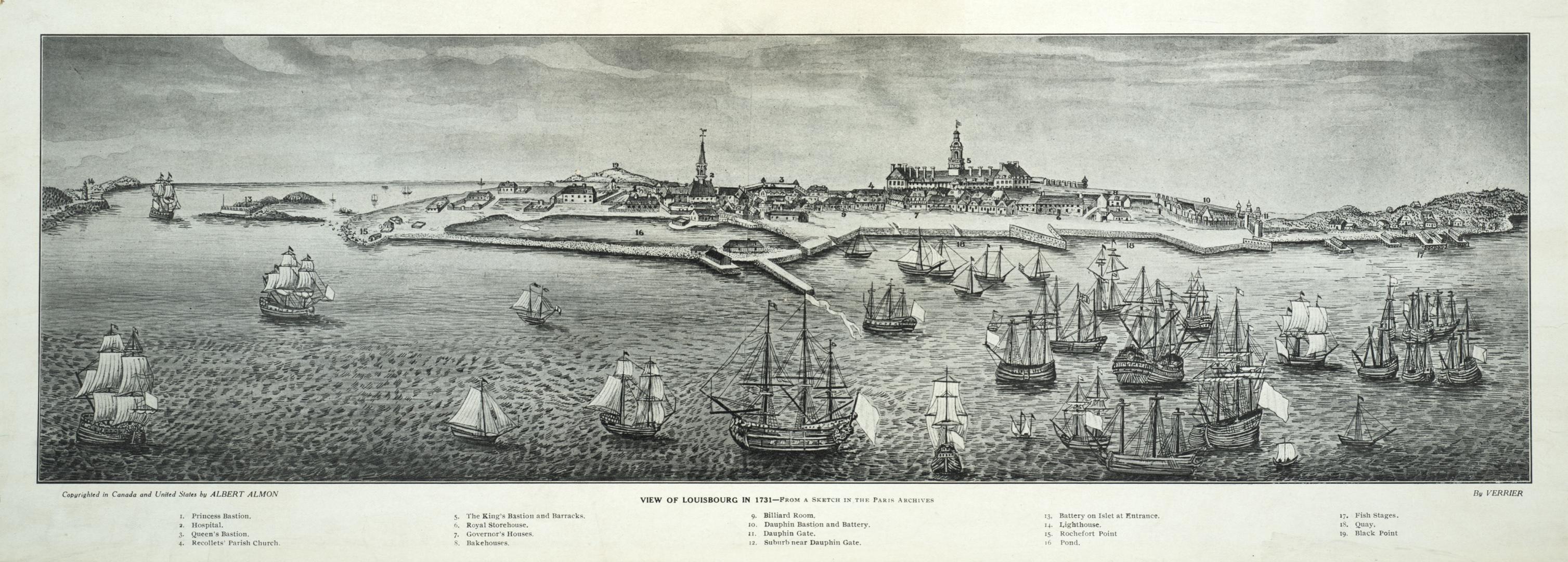 View of Louisbourg in 1731. Louisbourg, N.S