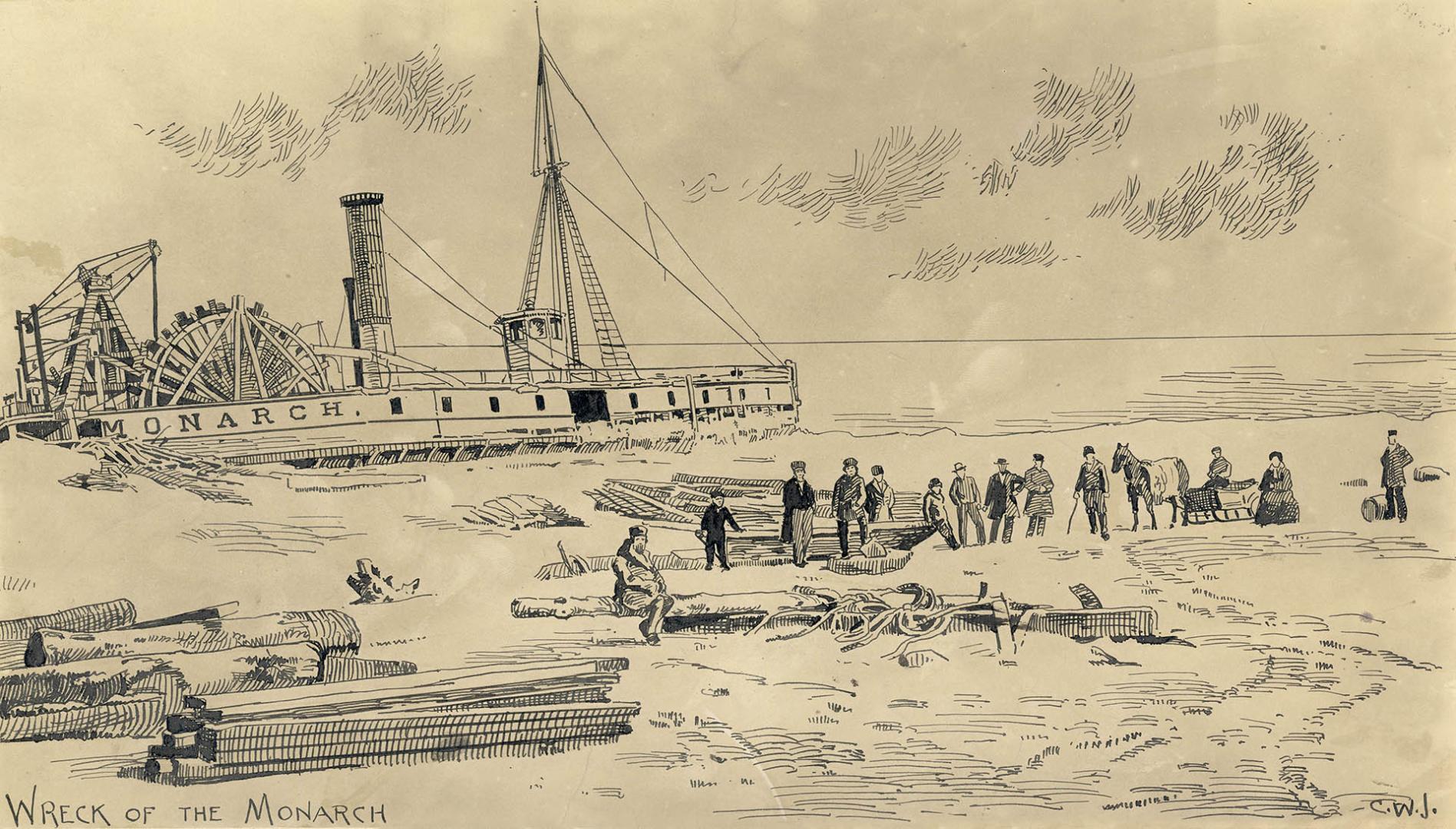 Monarch, paddle steamer, foundered on Toronto Island 29 November 1856