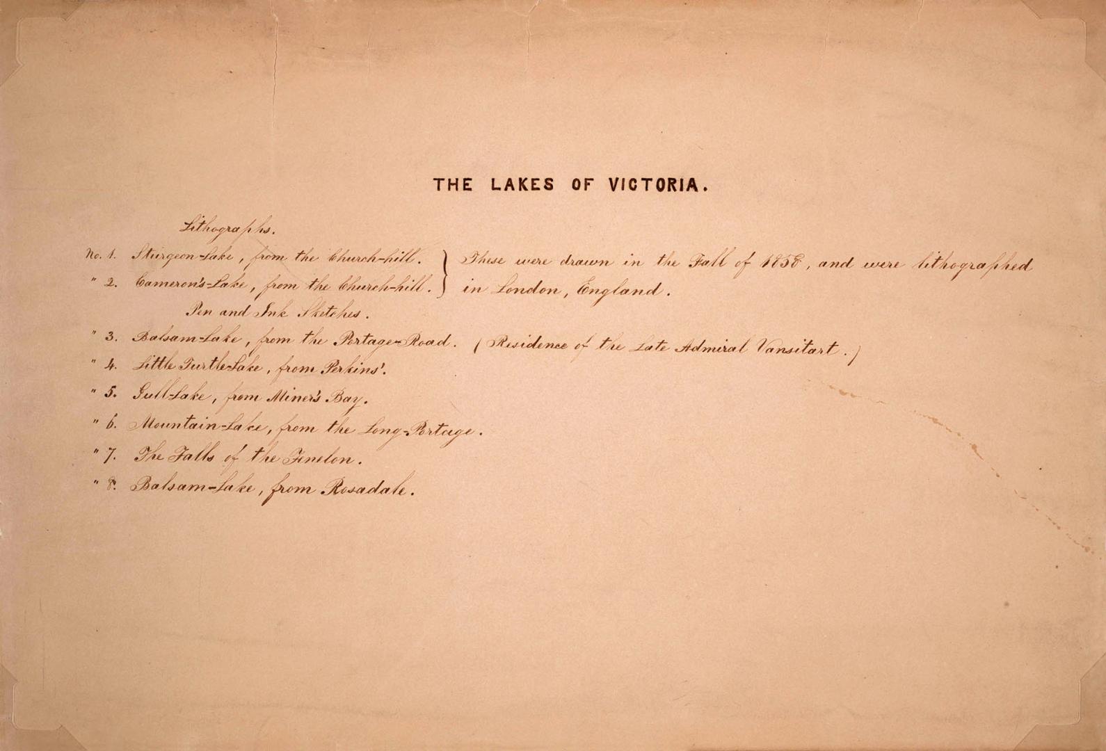 The Lakes of Victoria, Victoria County, Ontario -contents page-