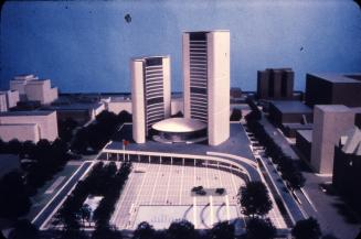 Viljo Revell entry, City Hall and Square Competition, Toronto, 1958, architectural model, stage two