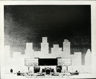Perkins & Will entry City Hall and Square Competition, Toronto, 1958, elevation drawing looking north