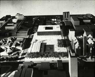 David Horne entry, City Hall and Square Competition, Toronto, 1958, architectural model in situ