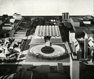 John H. Andrews entry, City Hall and Square Competition, Toronto, 1958, architectural model in situ