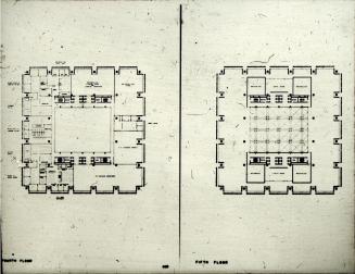 Frank Mikutowski entry, City Hall and Square Competition, Toronto, 1958, fourth and fifth floor plans