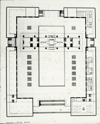 William Hayward and Associates entry City Hall and Square Competition, Toronto, 1958, plaza level floor plan
