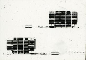 Frank Mikutowski entry, City Hall and Square Competition, Toronto, 1958, two section drawings