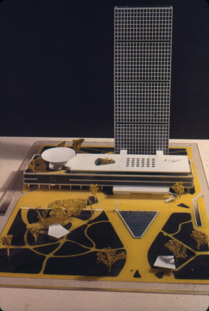 Erwin Schomer entry, City Hall and Square Competition, Toronto, 1958, architectural model