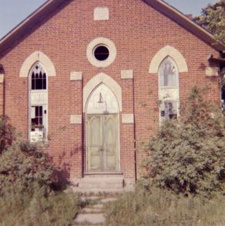 Image shows a partial front view of the Claremont Wesleyan Methodist Church, 1869 (beside Emery ...