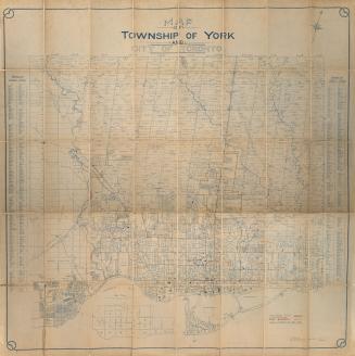 Shows a map of the Township of York and the City of Toronto in about 1905, including the towns  ...