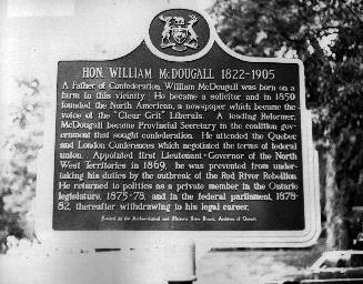 William McDougall plaque, Lawrence Park, Lawrence Avenue East, south side, between Yonge Street ...