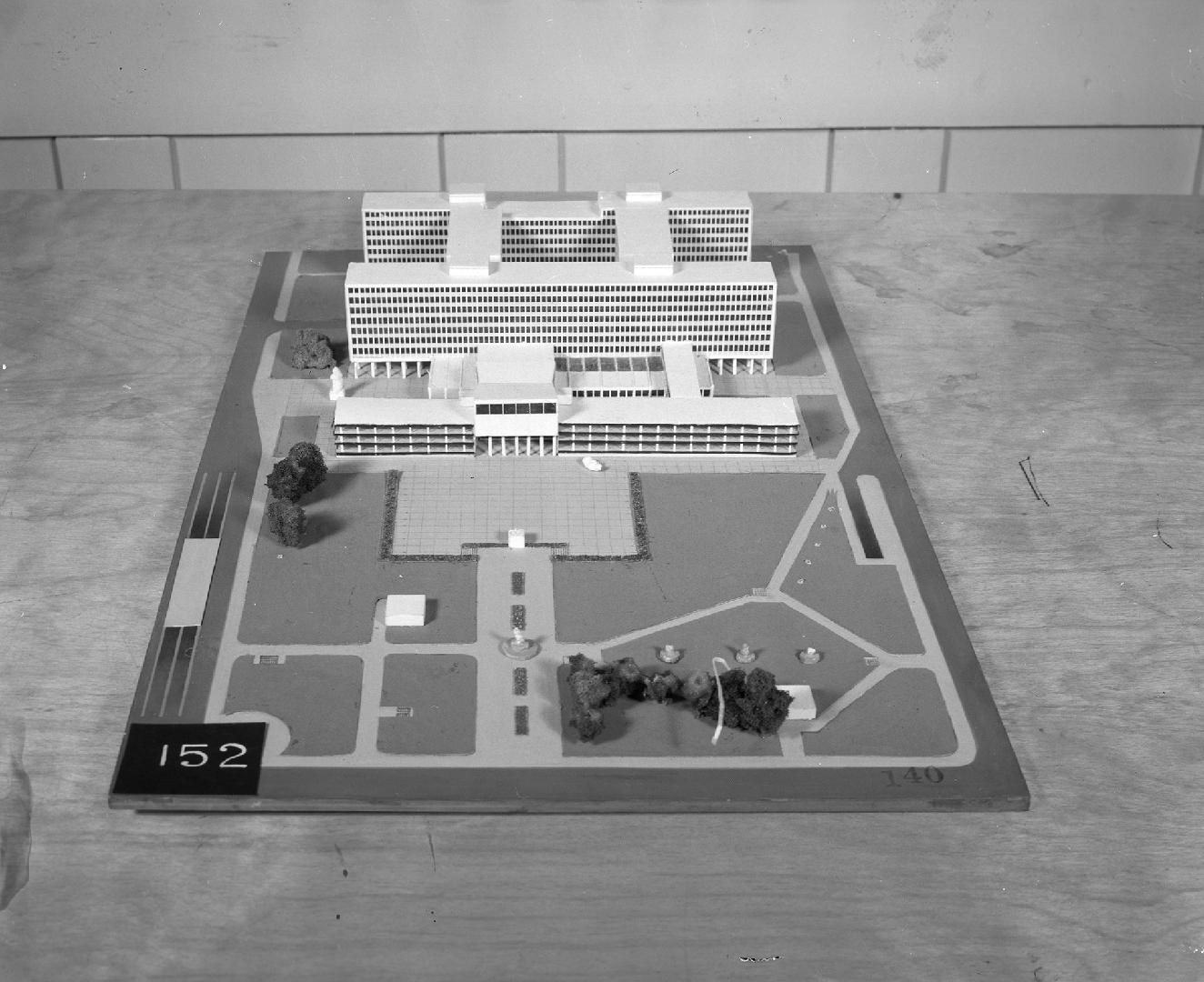 W. Leslie Jones entry, City Hall and Square Competition, Toronto, 1958, architectural model