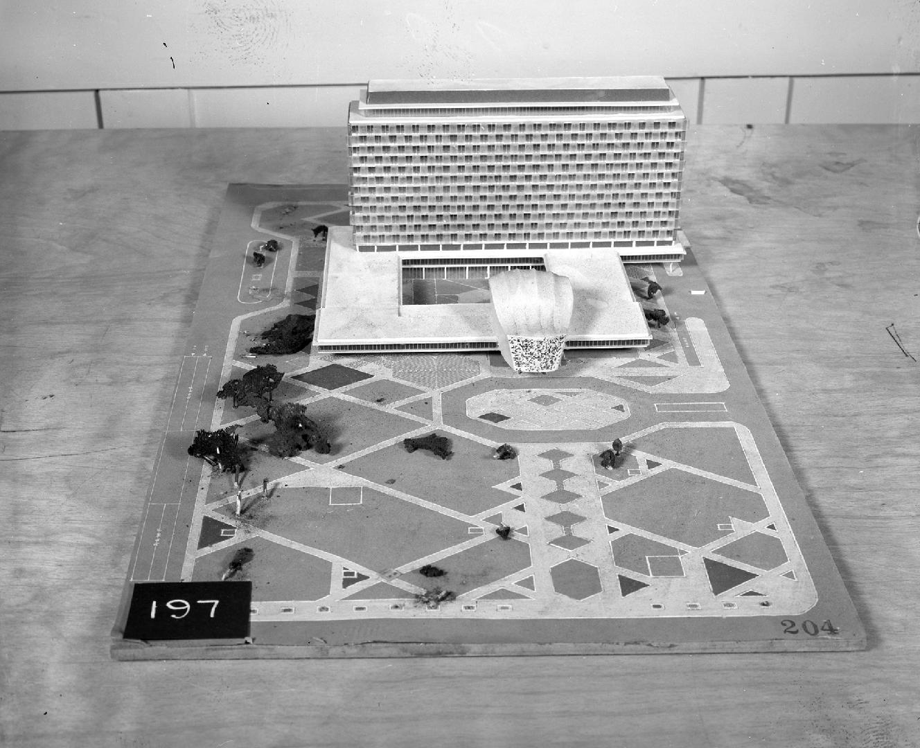 Craig & Zeidler entry, City Hall and Square Competition, Toronto, 1958, architectural model