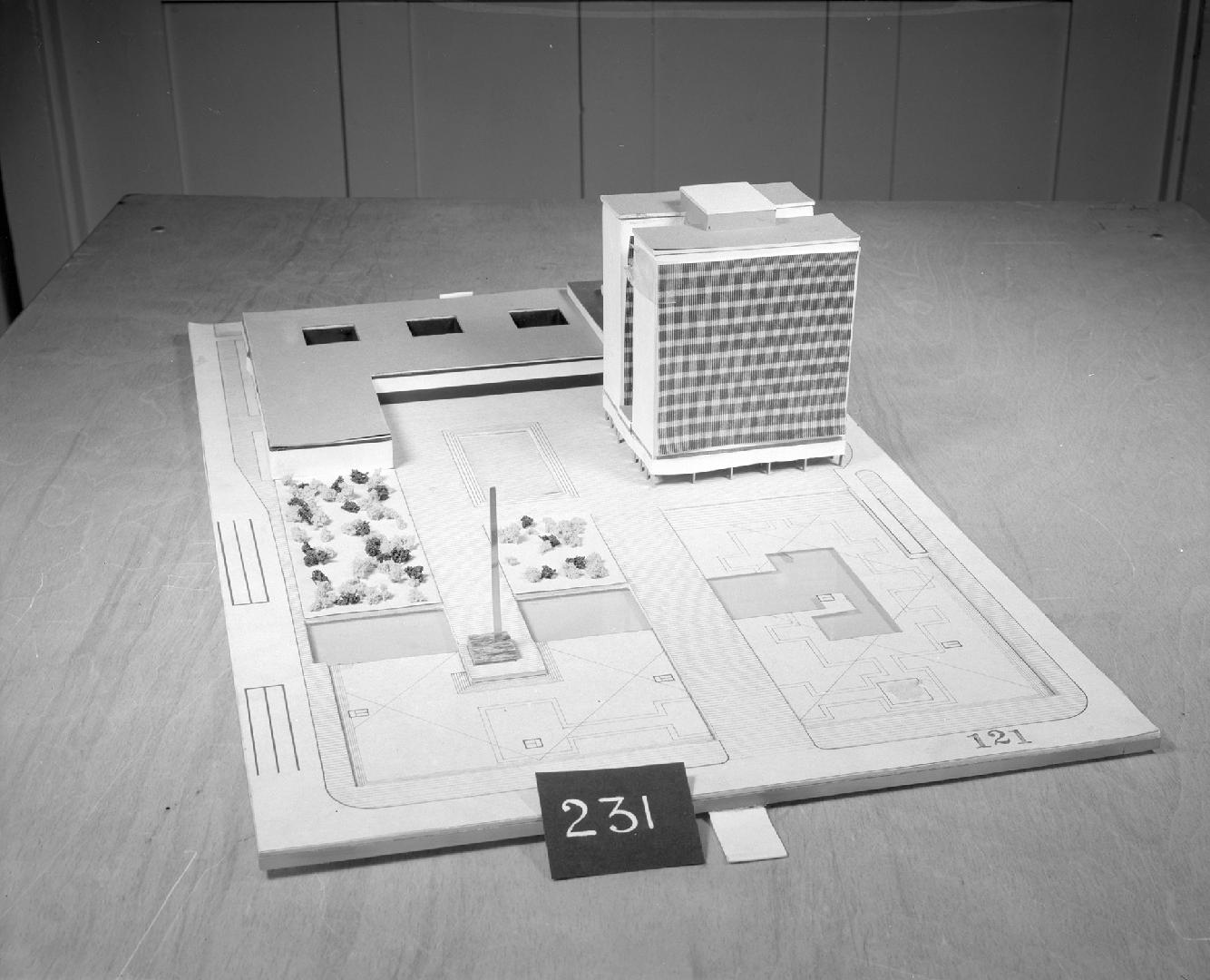 D. Marshall and B. Adams entry, City Hall and Square Competition, Toronto, 1958, architectural model