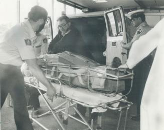 Brave miner: Wayne St. Michel is rushed into Sudbury General Hospital after being pulled from a Falconbridge nickel mine but was pronounced dead a sho(...)