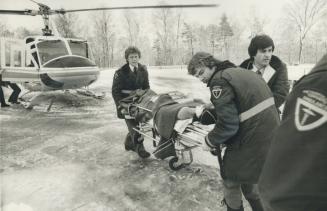 The scene outside Sunnybrook Medical Centre - one of several Metro hospitals to which today's worst-injured school bus crash victims were airlifted