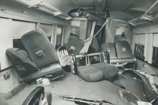Seats tore loose from metal bases when four coaches of CNR's Toronto-to-Barrie commuter train were derailed at 31 m