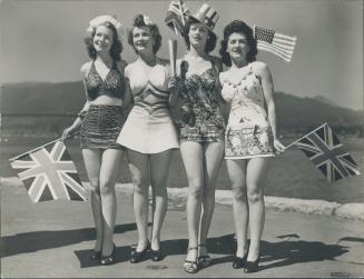 Vancouver's V-E Day brought forth this quartet of patriotic girls