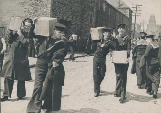 Sailors Carry Beer from a looted Brewery