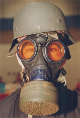 World War II helmet and Gas mask
