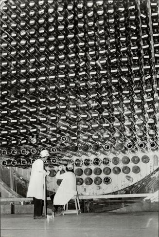 Scientists prepare a reactor core for nuclear fuel bundles at the Pickering power plant