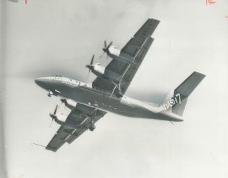 Maiden flight of the Dash 7. Soaring over a test area near Markham, 50-passenger STOL (for short take-off and landing) Dash 7 make its first flight Th(...)