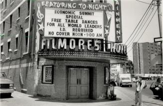 No G-7 strings attached. A Dundas St. E. strip joint advertises a special-offer invitation to world leaders attending the Economic Summit, which begin(...)