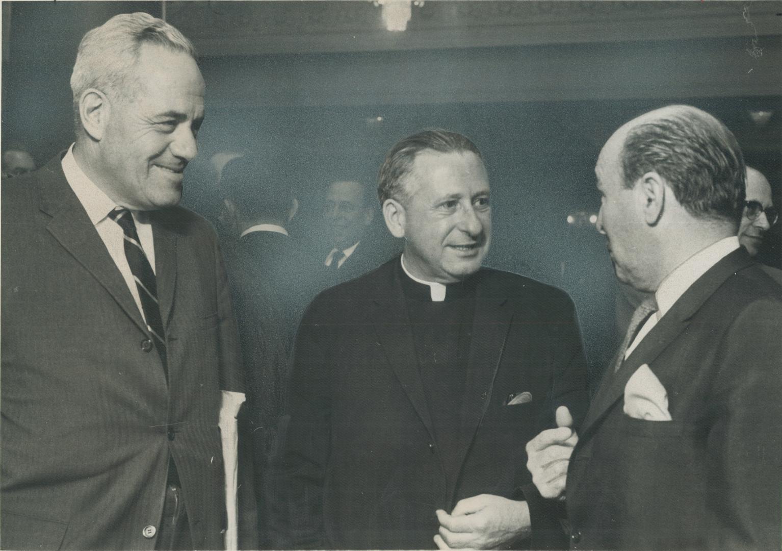 John Gellner, Rev.C. Cormier, C. D. Milani. At biculturalism commission hearing